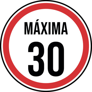 Se&ntilde;al de tr&aacute;nsito velocidad m&aacute;xima 30 l&iacute;mite de velocidad