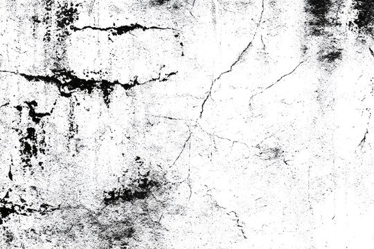 Stark, textured white wall with dark, cracked, weathered patches