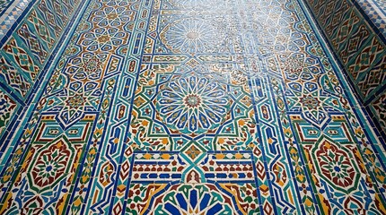 Naklejka premium Intricate moroccan zellige tile pattern mosaic floor