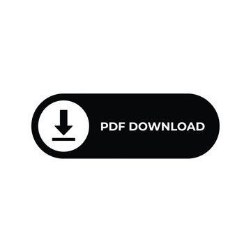 Pdf download button icon with arrow flat black silhouette on white