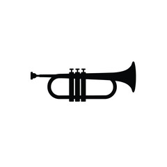 Obraz premium Trumpet Silhouette Against A White Background Minimalist Musical Instrument