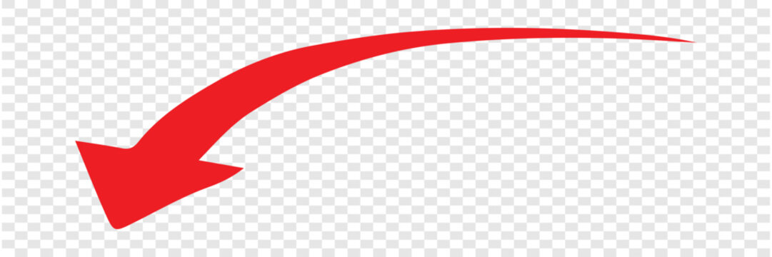  Red arrow icon on white background. Red long curve arrow icon vector. Flat style arrow icon for your website, design, logo, app, UI., curved arrow sign. Vector illustration.