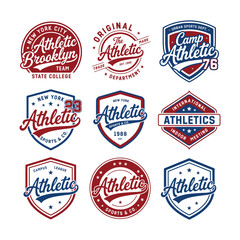Obraz premium Vintage Athletic Sports Badges Vector Set for T-shirt Prints and Apparel Branding Identity