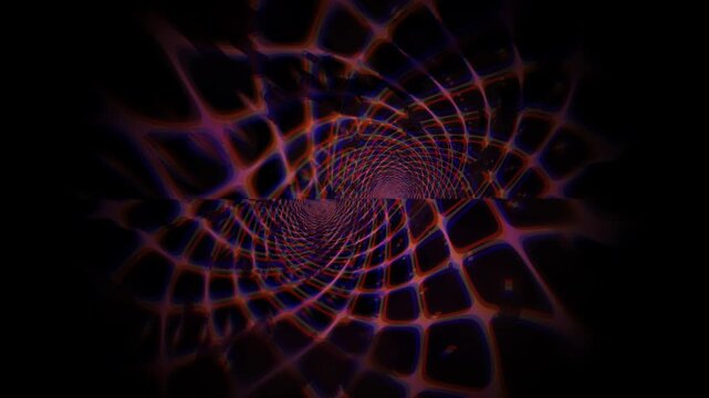 Swirling patterns in shades of red and blue create a vibrant design
