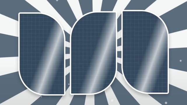 Animated geometric grid panel shapes expanding and contracting seamlessly on a modern clean white and grey radial sunburst background for renewable energy technology and corporate business presentatio