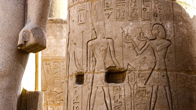 Reliefs On Ancient Egyptian Columns