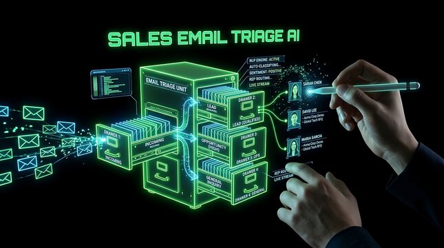Artificial intelligence software for automated sales email triage and data management.