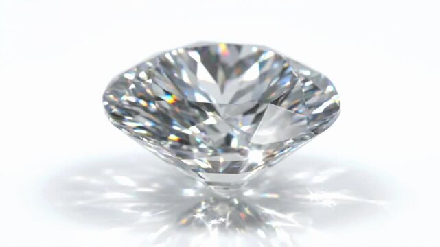 Large sparkling clear diamond rotating in a loop with VSRExport showing reflections and lights
