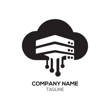 Cloud Computing Server Network Data Tech Modern Minimalist Professional Identity Vector Logo