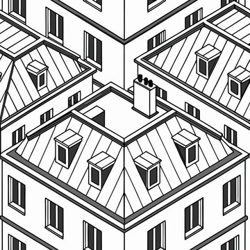 pattern, houses, roofs, streets, architecture, vector, graphics, lines, intersections, structure, view, seamless pattern, print, wallpaper, textured ornament, symmetry, geometry, city, neighborhoods, 