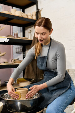 Crafting beautiful pottery in a serene and cozy ceramic workshop