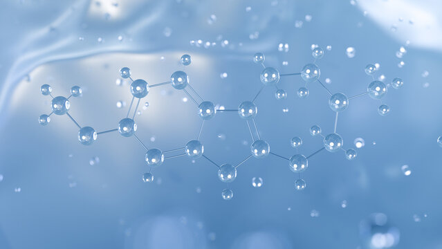 tabernanthalog molecular structure, 3d model molecule, non-hallucinogenic psychoplastogen structural chemical formula view from a microscope