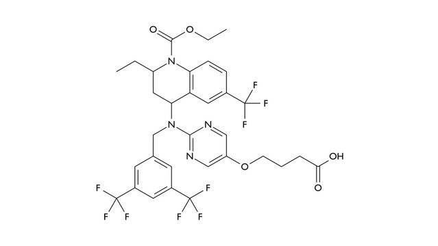 obicetrapib molecule, structural chemical formula, ball-and-stick model, isolated image cetp inhibitor