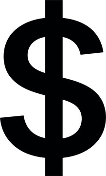 Black dollar sign silhouette isolated on white background vector illustration flat currency icon logo template for financial business banking investment and wealth concepts