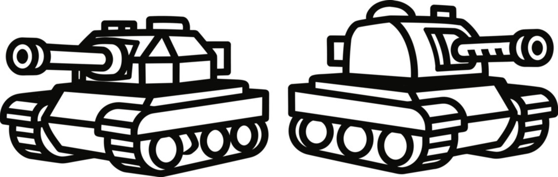 Tank icon vector, military armored vehicle war machine weapon