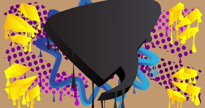 Graffiti speech bubble animation. Abstract modern Messaging sign street art decoration video, Discussion icon performed in urban painting style.