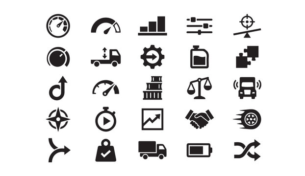 Industrial and business process icons set with industrial business logistics