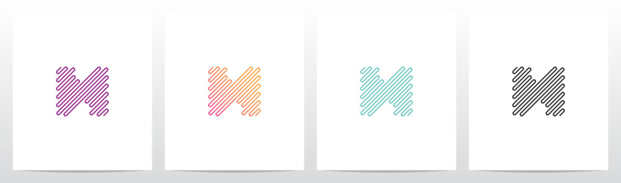 Single Lines Diagonal Sine Waves Frequency Shape Letter Initial Logo Design H