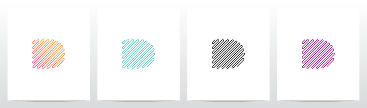 Single Lines Diagonal Sine Waves Frequency Shape Letter Initial Logo Design D
