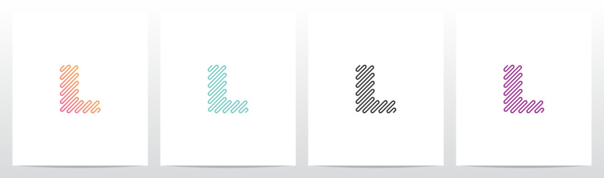 Single Lines Diagonal Sine Waves Frequency Shape Letter Initial Logo Design L