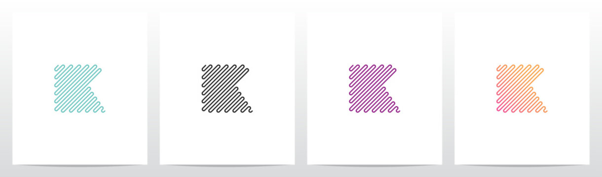 Single Lines Diagonal Sine Waves Frequency Shape Letter Initial Logo Design K
