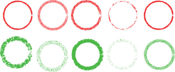 Obraz premium Hand drawn circle frames collection in red and green colors
