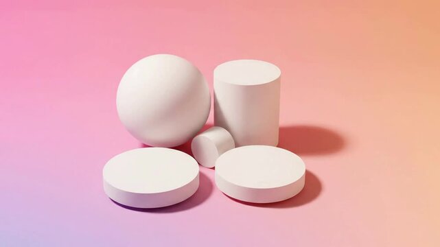Assorted White Tablets and Pills on Pink Background.