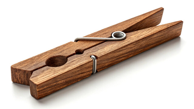 Classic Vintage Wooden Clothes Peg Isolated on White Background