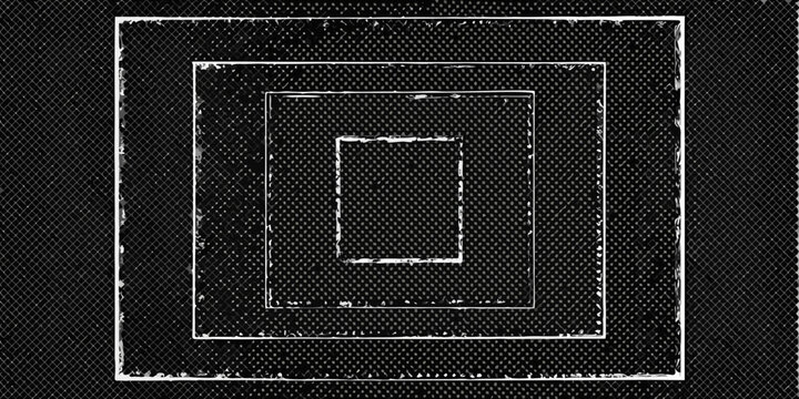 Nested Square Frames With Distressed Texture Black And White