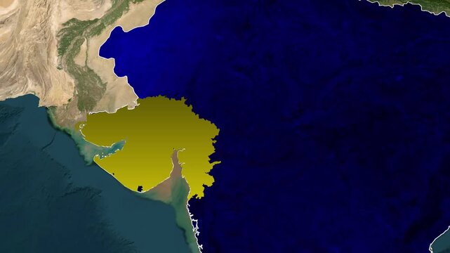 Animated Gujarat State Map Zoom and Highlight Motion Graphic with Smooth Geographic Border Reveal for Regional Presentations Videos