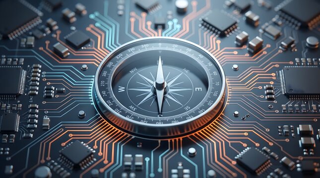 Technology compass guiding digital innovation on circuit board