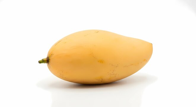 Fresh ripe yellow mango isolated on white background, tropical fruit concept. 