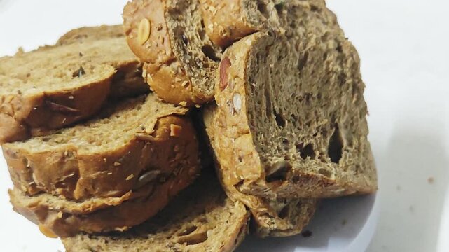 Sliced whole wheat multigrain bread.