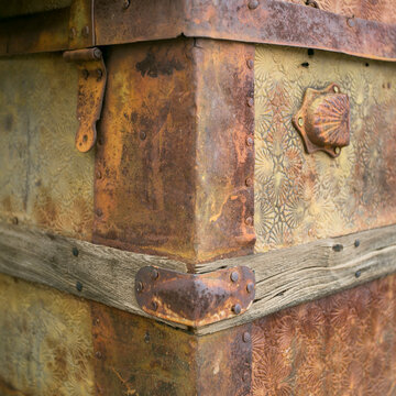 Antique Travel Trunk Corner Detail