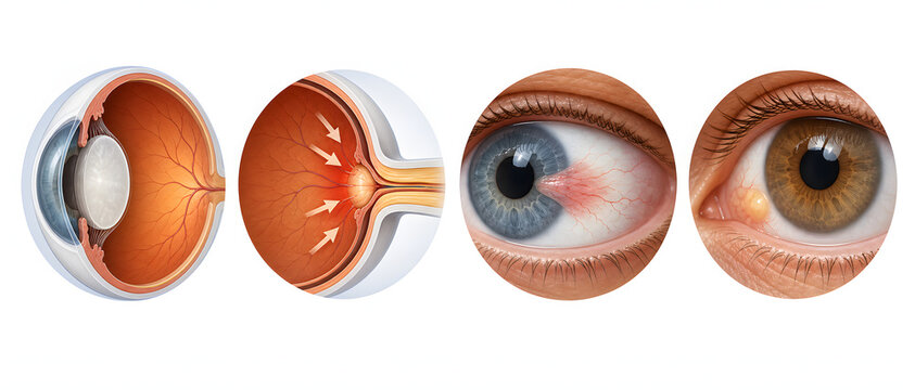 Illustrated comparison of common eye disorders