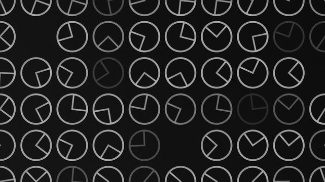 Stylish black and white abstract background with an elegant pattern of rotating circle shapes. This clean modern design is full HD and a seamless loop.