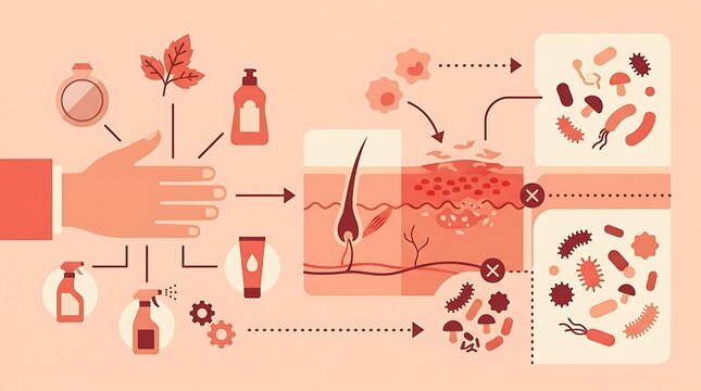 Skin barrier damage and irritation diagram with environmental triggers