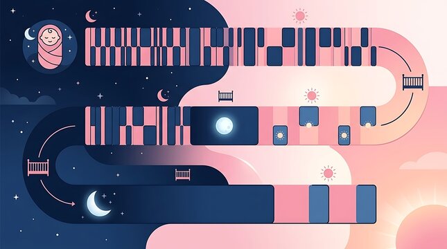 Infant sleep schedule chart with day and night cycles
