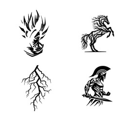 Fototapeta premium Minimalist black and white botanical line art illustrations. Hand-drawn vector-style plant sketches for modern design projects.