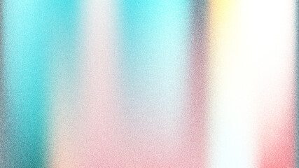 Holographic iridescent foil texture, grainy gradient background with pastel pink and blue light leaks, metallic chrome surface with retro film grain © Absarul