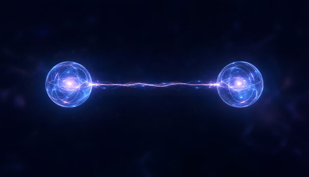 Glowing Entangled Qubits Connected Across Dark Cosmic Void