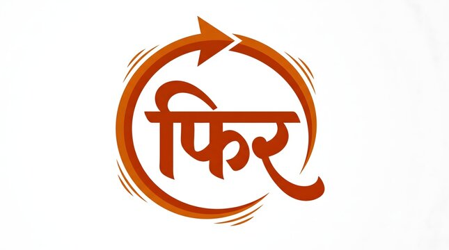 Phir hindi typography inside orange circular arrow loop representing again or repetition.