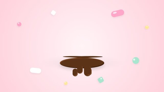 Minimalist Animation of Melting Chocolate Heart Shape on Pastel Background for Valentine Day Romance