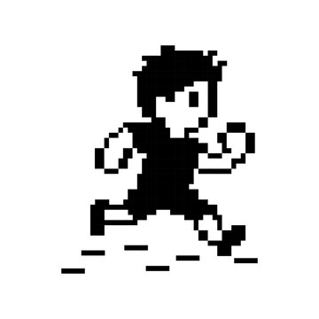 Active running boy pixel art