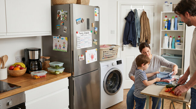 Efficient Appliance Corner in a Lived-In Home