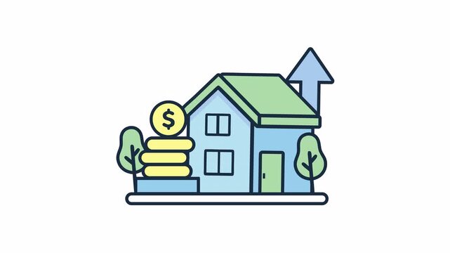 Animation of a property investment growth icon. isolated object transparent background