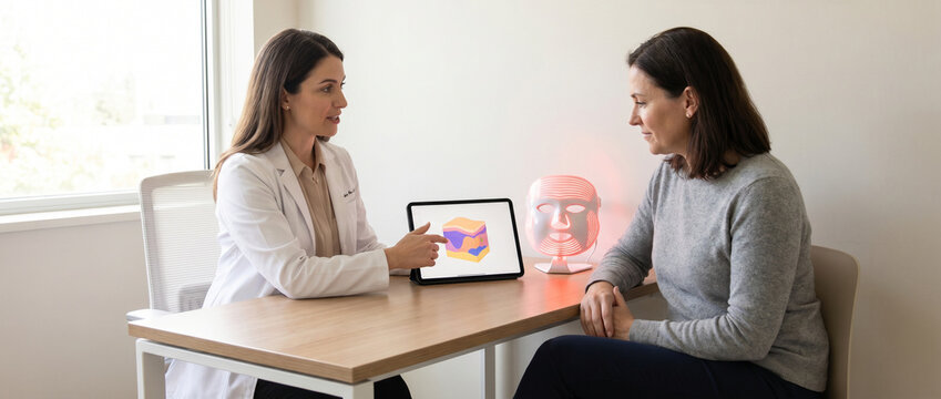 Dermatology consultation about LED light skin therapy