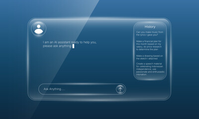 Obraz premium Glassmorphic AI chatbot assistant user interface prototype design template