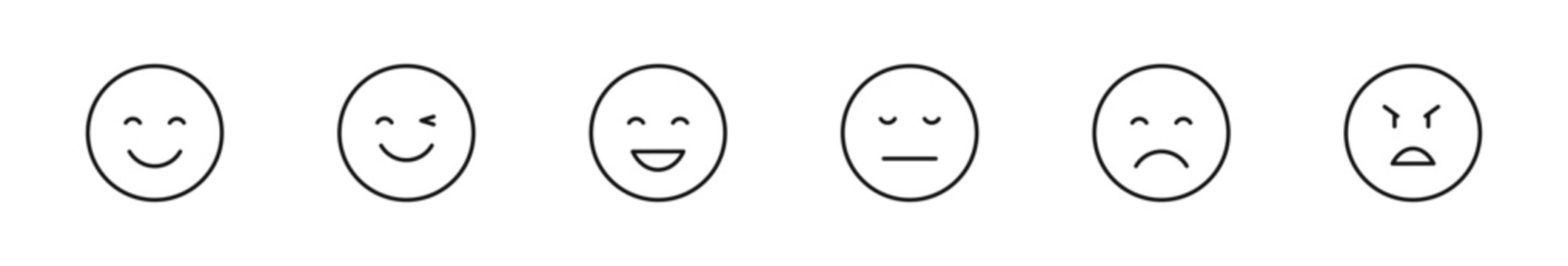 Emoticons icon set. Emoji icons in line style. Editable web icons smile cartoon, stickers emoticon. Vector illustration.