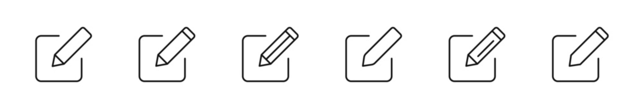 Edit icon set. Document edit icons in line style. Editable web icons text edit, pencil. Vector illustration.